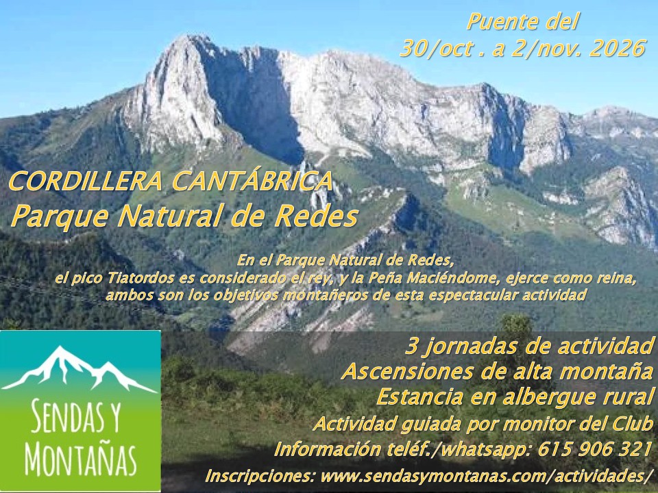30, 31 de OCTUBRE 1 Y 2 DE NOVIEMBRE 2026 - ALTA MONTAÑA - CORDILLERA CANTÁBRICA - P.N. DE REDES